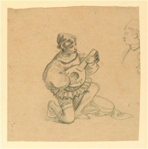 Drawing, Boy playing a lute, ca. 1890 (CH 18404405)