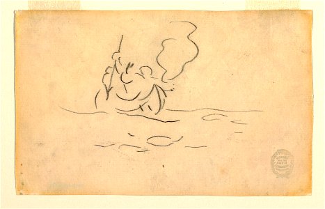 Drawing, Man in a Canoe with Harpoon, ca. 1897 (CH 18174571)