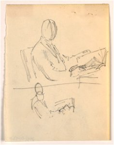 Drawing, Man seated with a book, 1879–86 (CH 18566805)