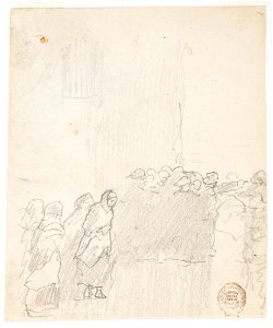 Drawing, Men and Women Looking Out to Sea, Cullercoats, England, 1881 (CH 18174631)