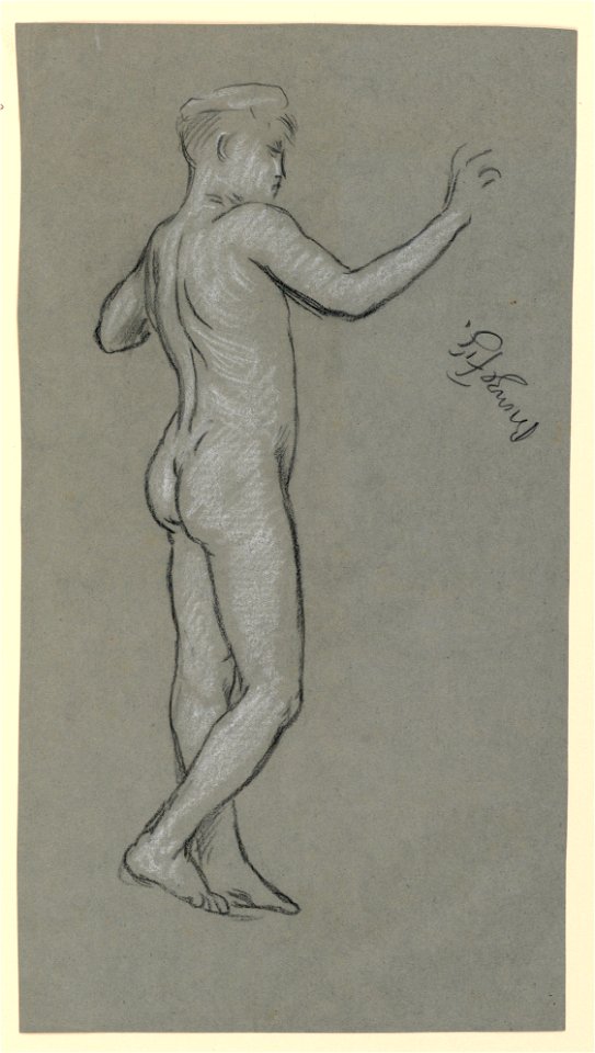 Drawing, figure study for a fountain design, ca. 1890 (CH 18404463)