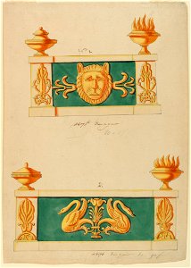 Drawing, Design for two andirons, 1800–1825 (CH 18326079)