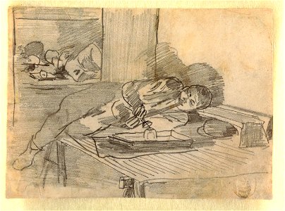 Drawing, Chinese Man Smoking an Opium Pipe, a Baxter Street Club House, New York City, ca. 1874 (CH 18175157)