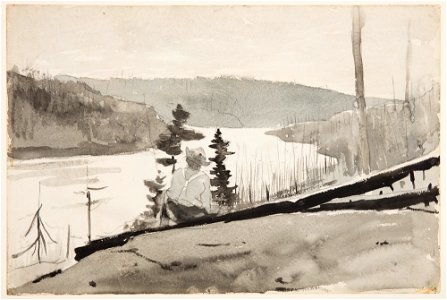 Drawing, Mountain River or Lake, ca. 1895 (CH 18178219). Free illustration for personal and commercial use.