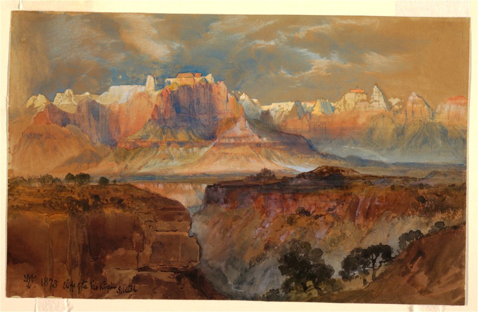 Drawing, Cliffs of the Rio Virgin, South Utah, 1873 (CH 18189539)