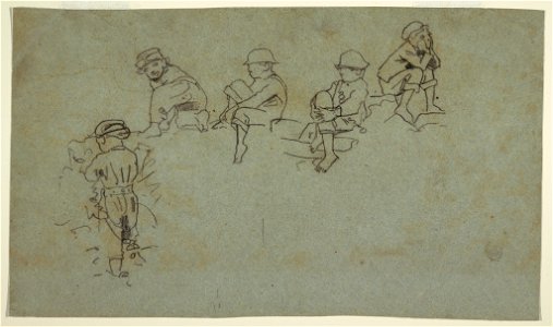 Drawing, Five Sketches of Young Boys, ca. 1872 (CH 18175377)