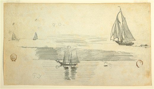 Drawing, Four Schooners, possibly 1880 (CH 18175283)