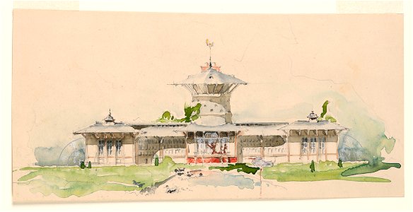 Drawing, Elevation of the Belmont Menagerie, Newport, Rhode Island, ca. 1894 (CH 18570231)