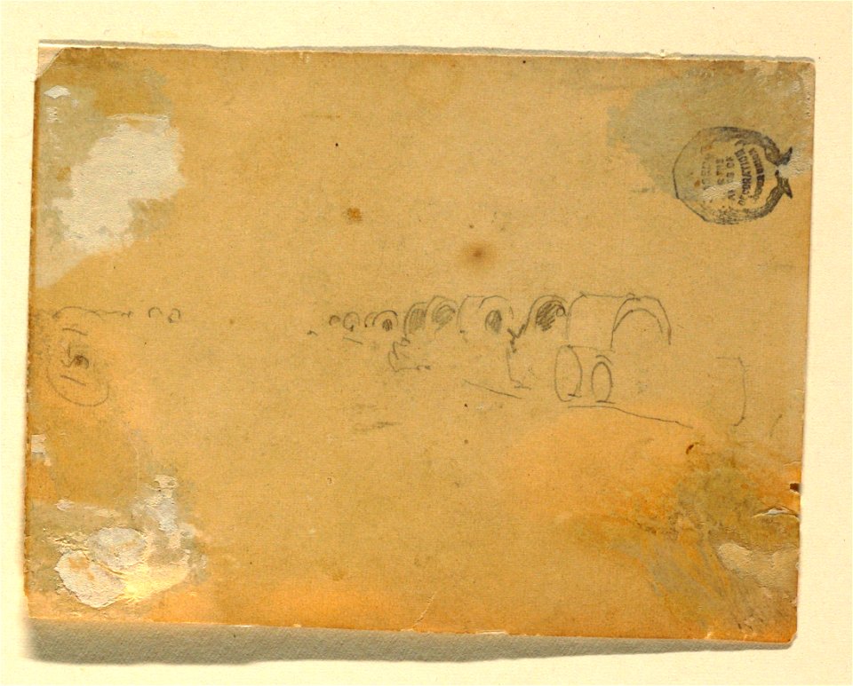Drawing, Outline Sketch of Wagon Train, 1862 (CH 18173989)