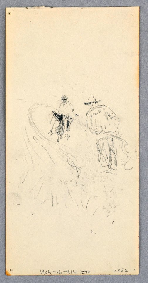 Drawing, Exterior Wall- Bay, Balcony, and Cornice (recto); Two figures and Unidentifed lines (verso), 1882 (CH 18139781)