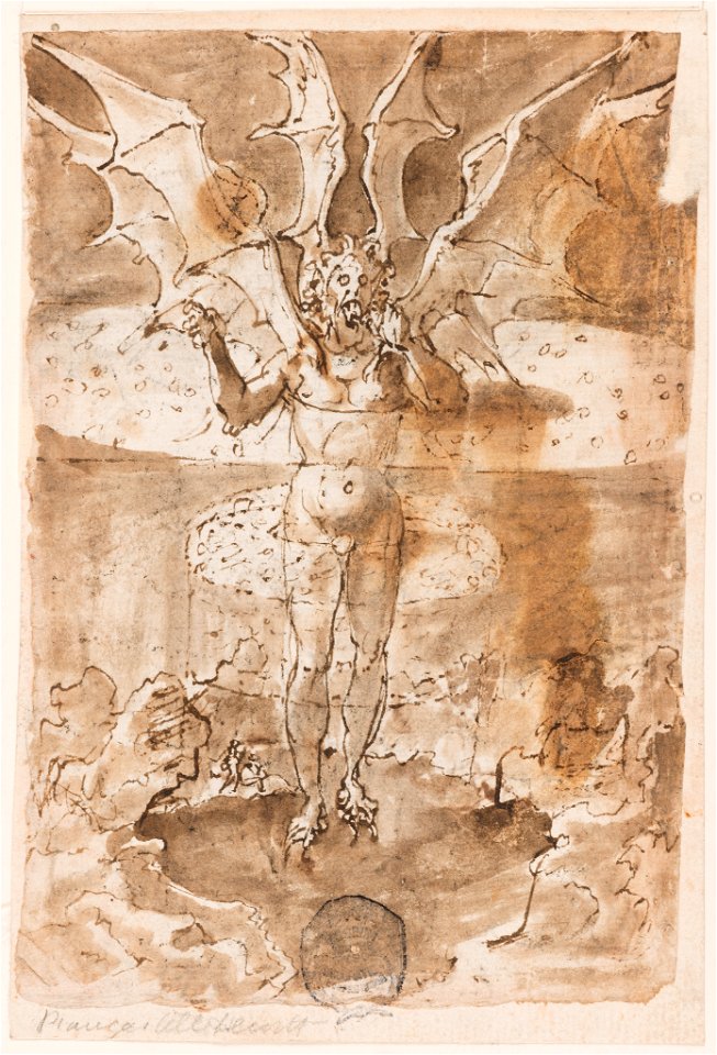 Drawing, Page of a drawing book; St. Christopher; Mary and the Child; Lucifer Appearing to Dante and Virgil, ca. 1590 (CH 18117813)