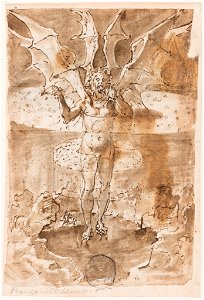 Drawing, Page of a drawing book; St. Christopher; Mary and the Child; Lucifer Appearing to Dante and Virgil, ca. 1590 (CH 18117813)