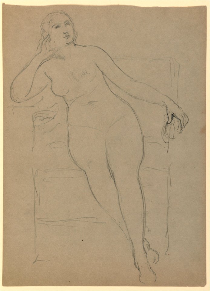 Drawing, Female Nude Seated, 1870–80 (CH 18369981)