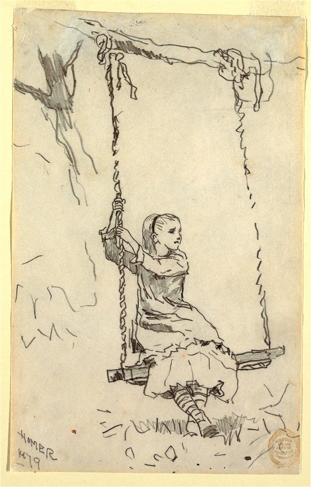 Drawing, Girl on a Swing, 1879 (CH 18175261)