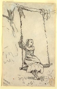 Drawing, Girl on a Swing, 1879 (CH 18175261). Free illustration for personal and commercial use.