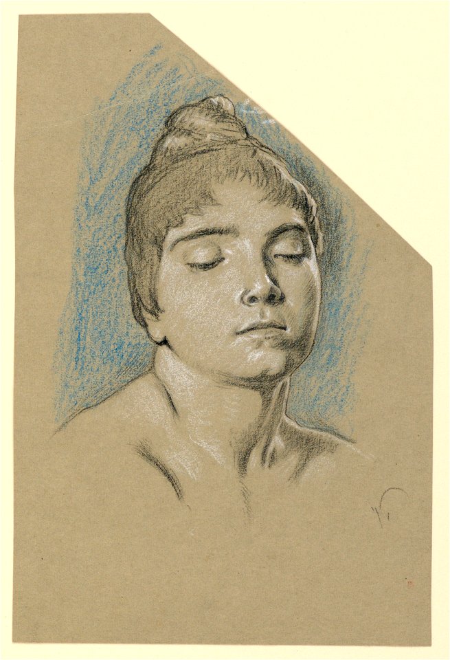 Drawing, Portrait Sketch of a Young Woman with Closed Eyes, ca. 1885 (CH 18404539)
