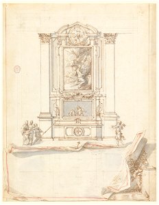 Drawing, Design for an Altar- Elevation, with Trompe l'Oeil Plan Below, 1750–75 (CH 18109621)