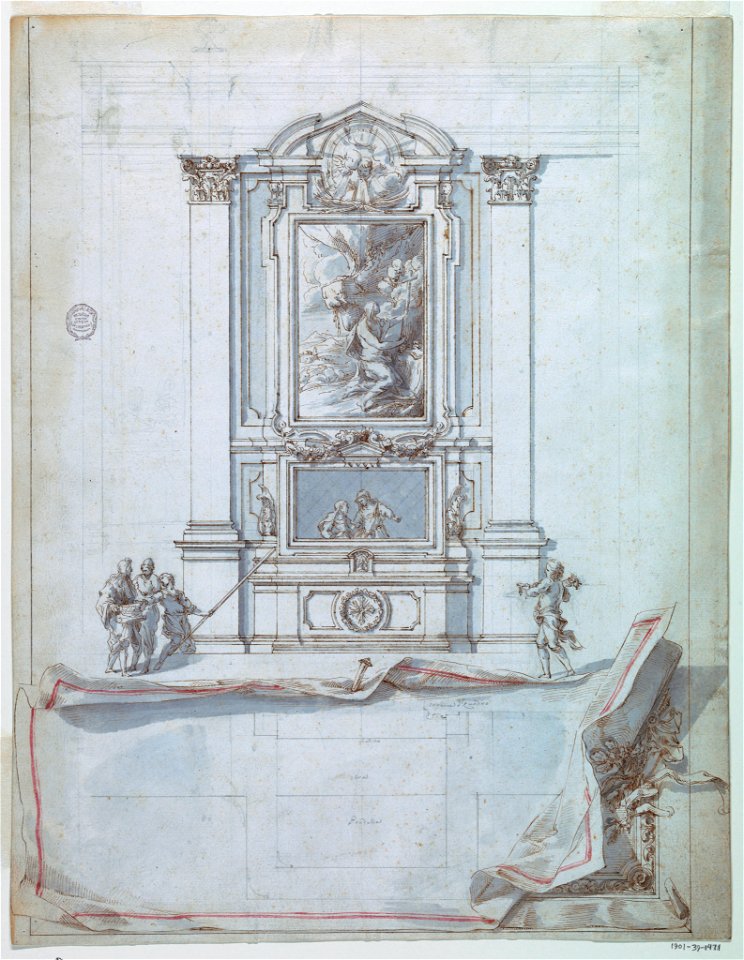 Drawing, Design for an Altar- Elevation, with Trompe l'Oeil Plan Below, 1750–75 (CH 18109621-5)