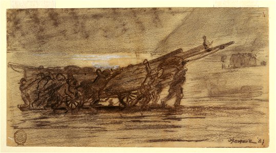 Drawing, Fishermen Beaching a Boat, Cullercoats, England, 1881 (CH 18175079)