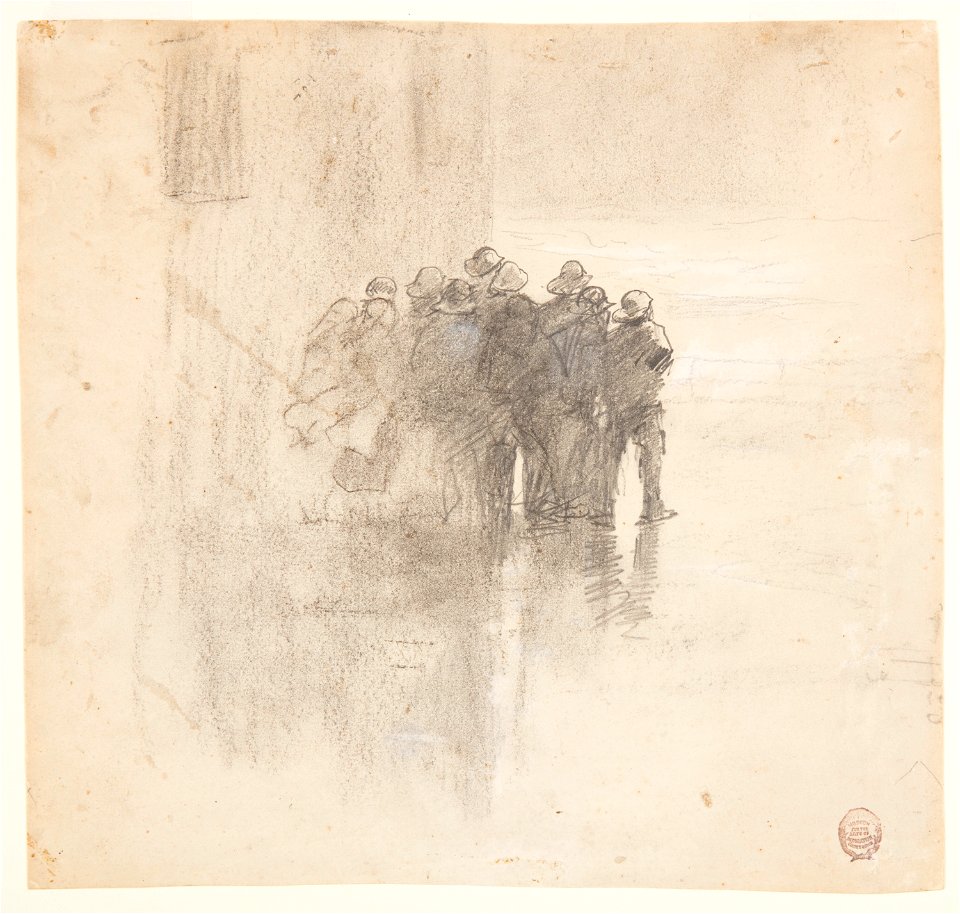 Drawing, Fishermen in Oilskins, Cullercoats, England, 1881 (CH 18174707)