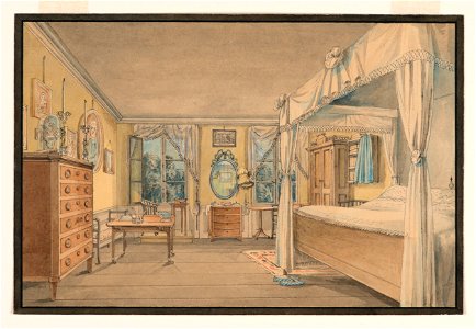 Drawing, Interior of a Bedroom, 1820s (CH 18708261)