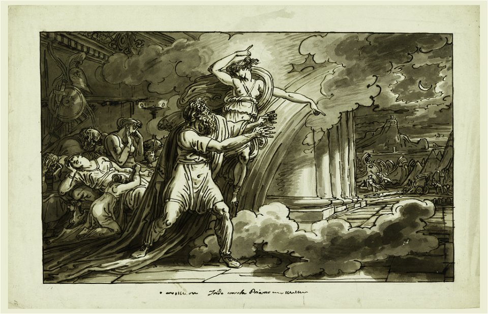 Drawing, Iris Encourages Priam to Beg the Body of Hector from Achilles, 1810–20 (CH 18127219)