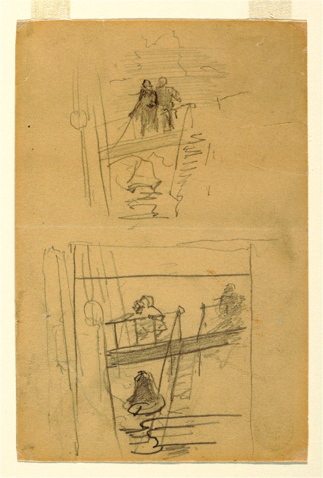 Drawing, Recto- Sketches of Figures at Ship's Railings, probably 1895 (CH 18174667)