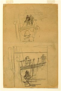 Drawing, Recto- Sketches of Figures at Ship's Railings, probably 1895 (CH 18174667)