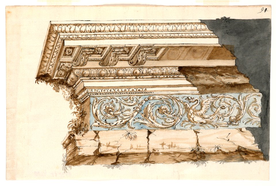 Drawing, Fragment of Entablature in the Classical Style, ca. 1770–90 (CH 18543925)