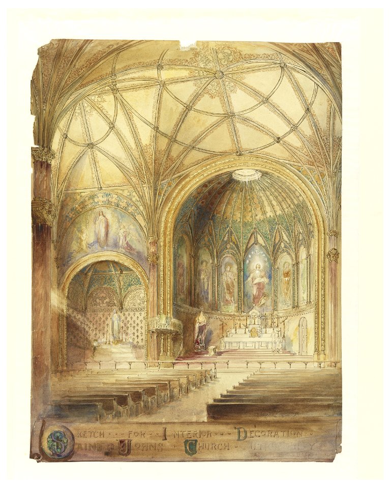 Drawing, Rendering of Interior, St. John's Church, Utica, NY, ca. 1902 (CH 18432913)
