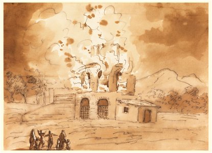 Drawing, Landscape with a Burning Tower, ca. 1780 (CH 18122439)