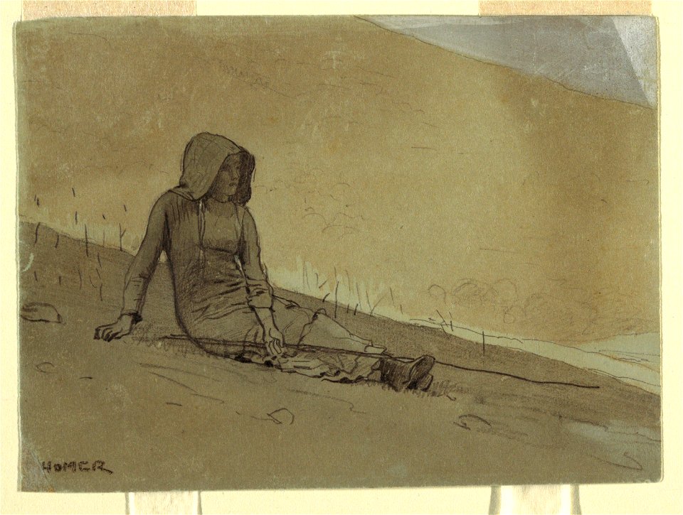 Drawing, Girl Seated on a Hillside, 1878 (CH 18175277)