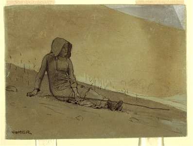 Drawing, Girl Seated on a Hillside, 1878 (CH 18175277)