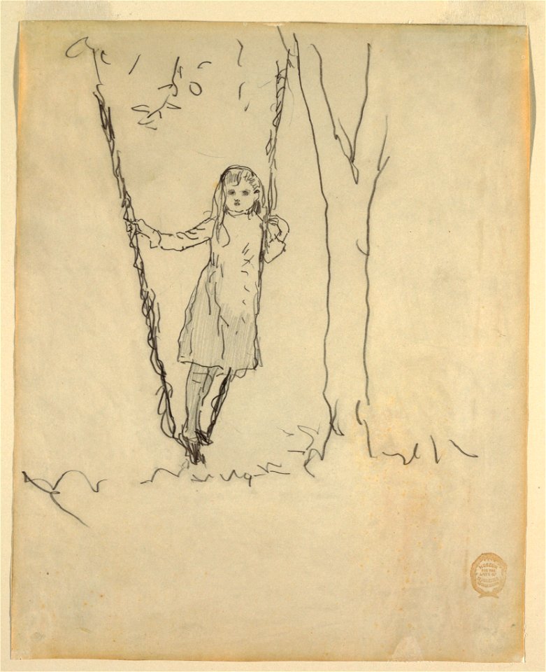 Drawing, Girl Standing in a Swing, 1879 (CH 18175253)