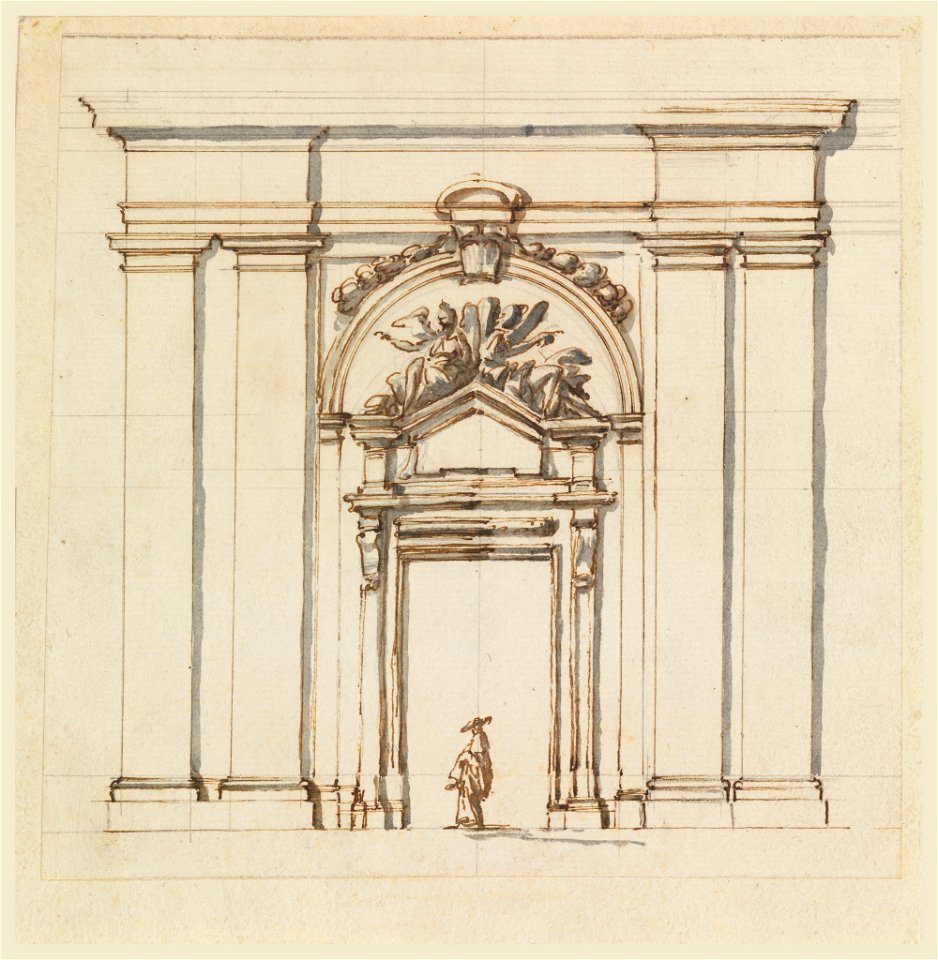 Drawing, Design for the section of a part of a wall with a doorcase, 1740–60 (CH 18114155)