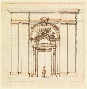 Drawing, Design for the section of a part of a wall with a doorcase, 1740–60 (CH 18114155)