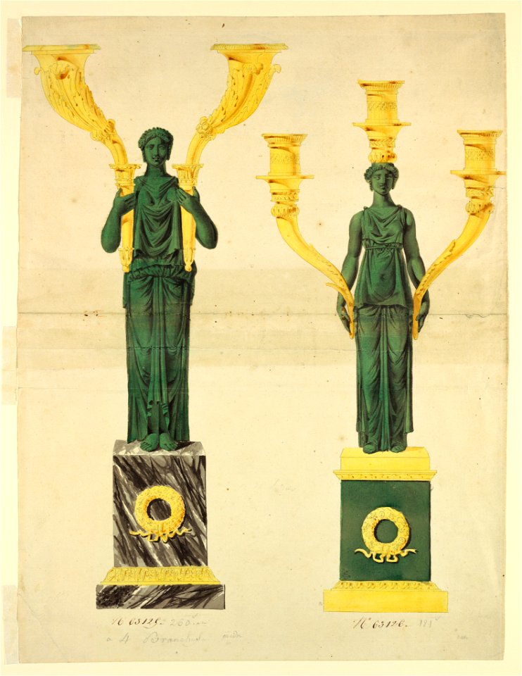 Drawing, Design for Two Candlesticks, 1800–1825 (CH 18328807)