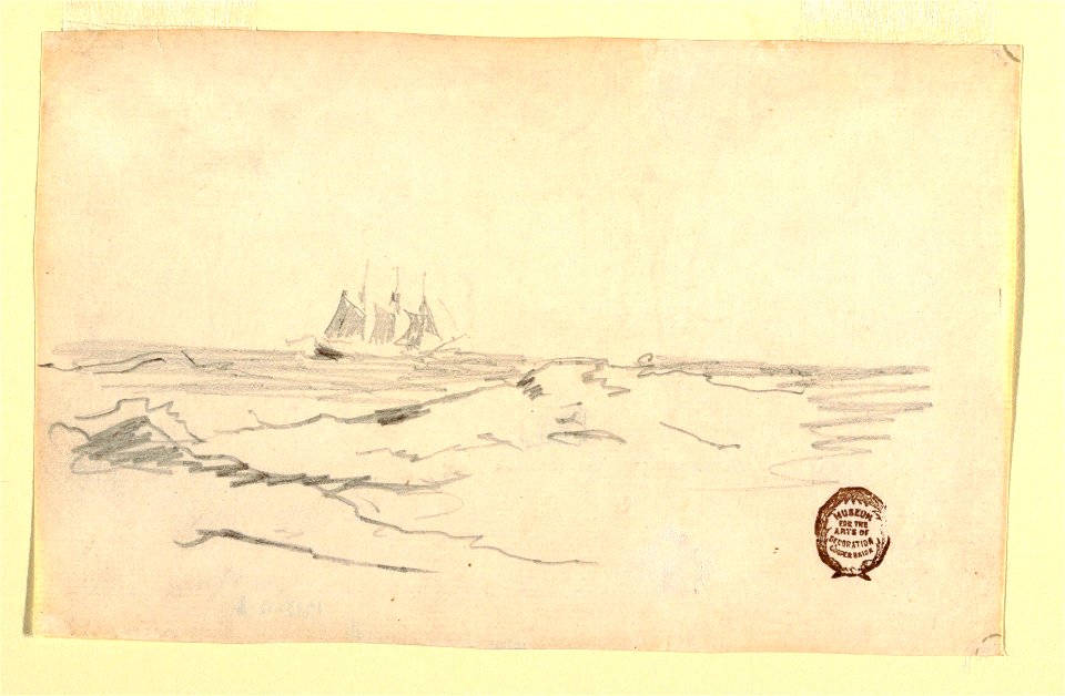 Drawing, Schooner Near a Rocky Coast, ca. 1880 (CH 18174995)