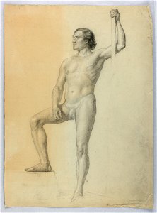Drawing, Male Nude with One Foot on a Step, 1858 (CH 18566039)