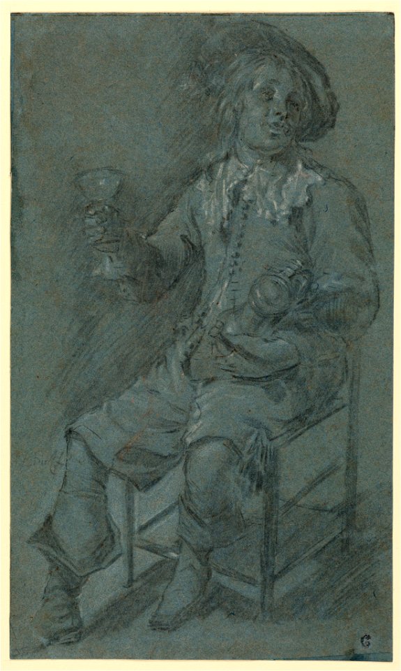 Drawing, Seated Cavalier with Wine Glass, 1650–60 (CH 18444257)