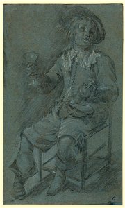 Drawing, Seated Cavalier with Wine Glass, 1650–60 (CH 18444257)