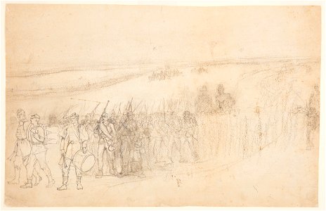 Drawing, Marching Infantry Column, ca. 1862 (CH 18174371). Free illustration for personal and commercial use.