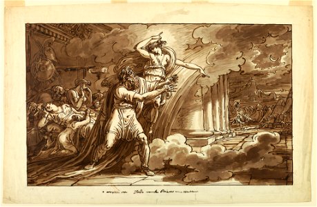 Drawing, Iris Encourages Priam to Beg the Body of Hector from Achilles, 1810–20 (CH 18127219-2)