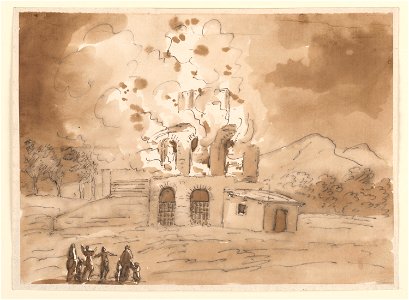 Drawing, Landscape with a Burning Tower, ca. 1780 (CH 18122439-2)