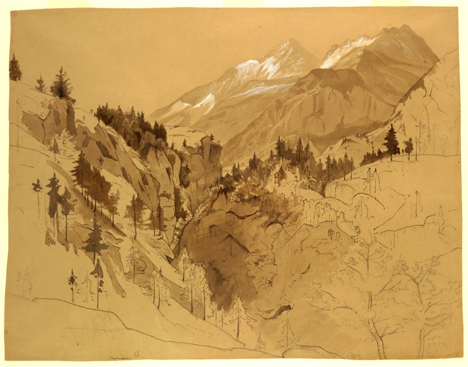 Drawing, Mountains near Meiringen, Switzerland, 1856 (CH 18468209)