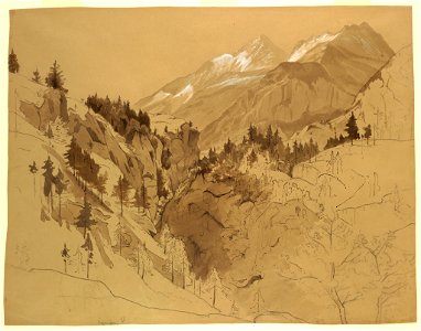 Drawing, Mountains near Meiringen, Switzerland, 1856 (CH 18468209)