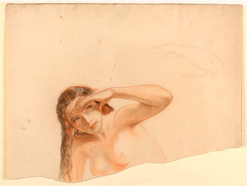 Drawing, Female Nude with Left Han, ca. 1845 (CH 18567103)