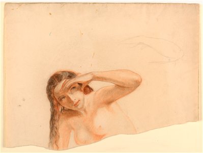 Drawing, Female Nude with Left Han, ca. 1845 (CH 18567103)