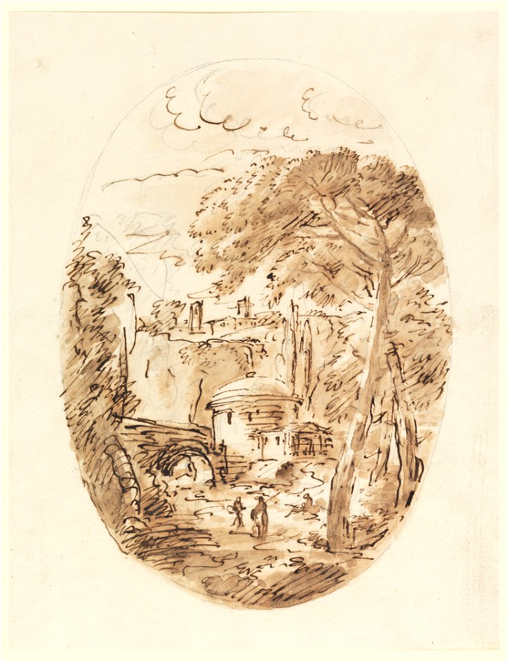 Drawing, Landscape with Rider and Bridge, 1750–1786 (CH 18122809)