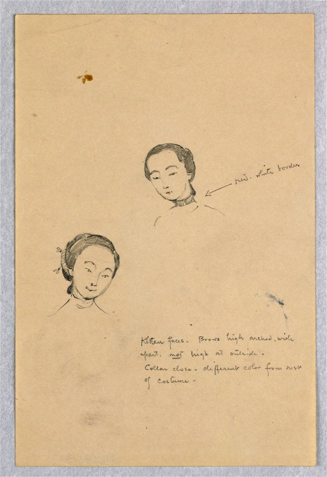 Drawing, Sketch of Two Female Heads for Chinese Figure in Mural, The Marriage of Atlantic and Pacific, 1915 (CH 18435023)